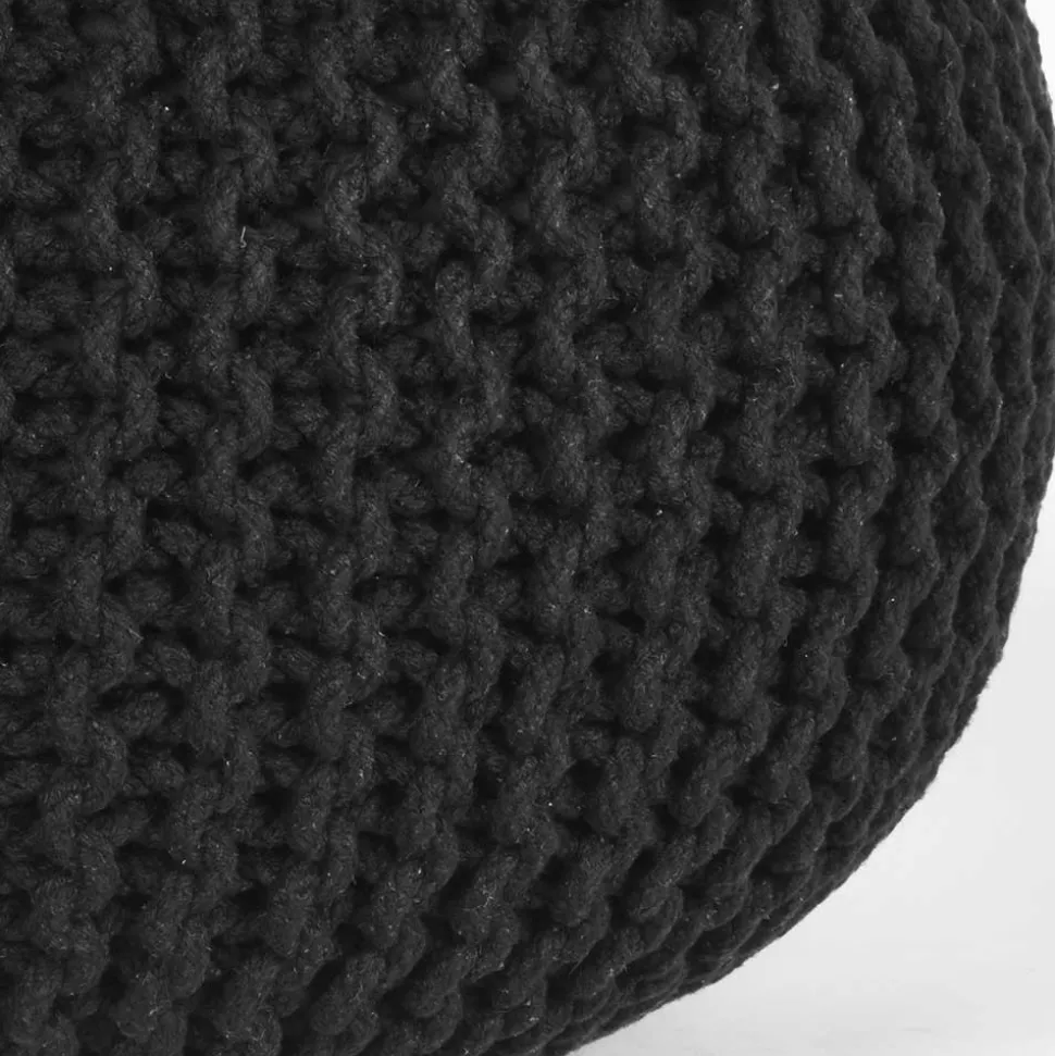 Strickstoff Pouf in Schwarz - Selvas