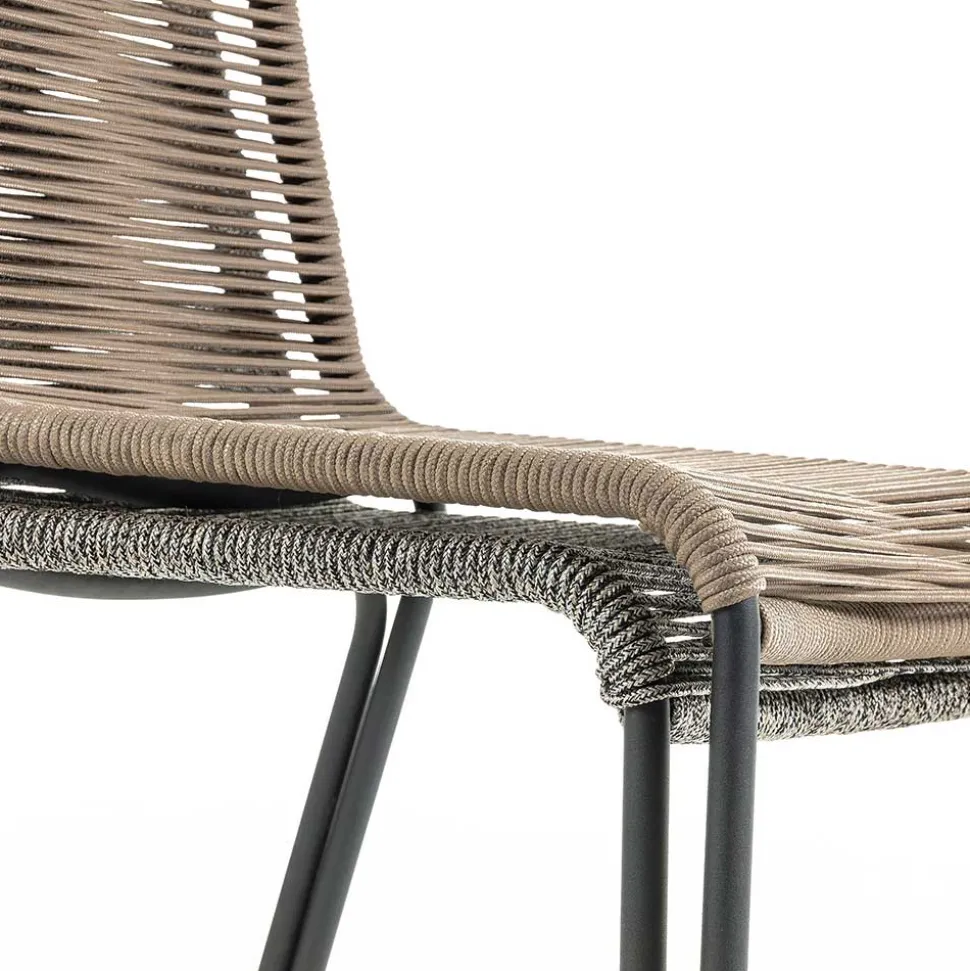 Stuhl aus Kordelgeflecht in Hellbraun - Fedora (4er Set)