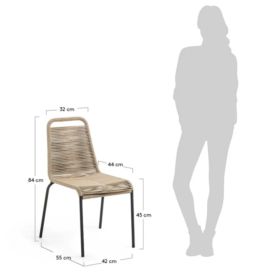 Stuhl aus Kordelgeflecht in Hellbraun - Fedora (4er Set)