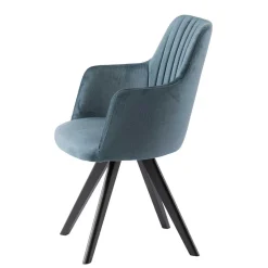 Stuhl mit Armlehnen in Blau Webstoff - Romance