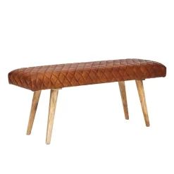 Stylische Lederbank mit Rautensteppung - Barrena