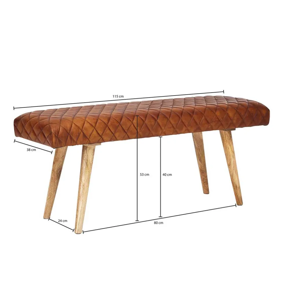 Stylische Lederbank mit Rautensteppung - Barrena