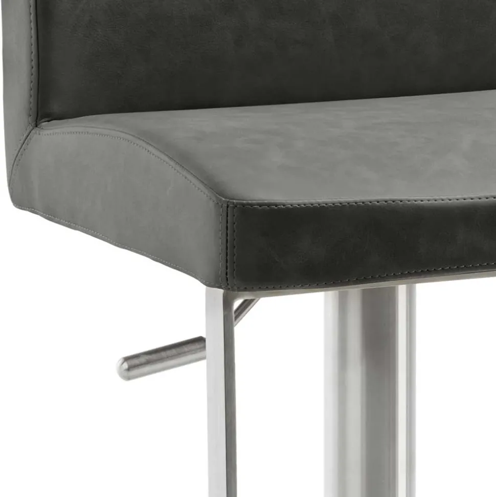 Stylischer Barstuhl in Schwarzgrau Kunstleder - Wroniko