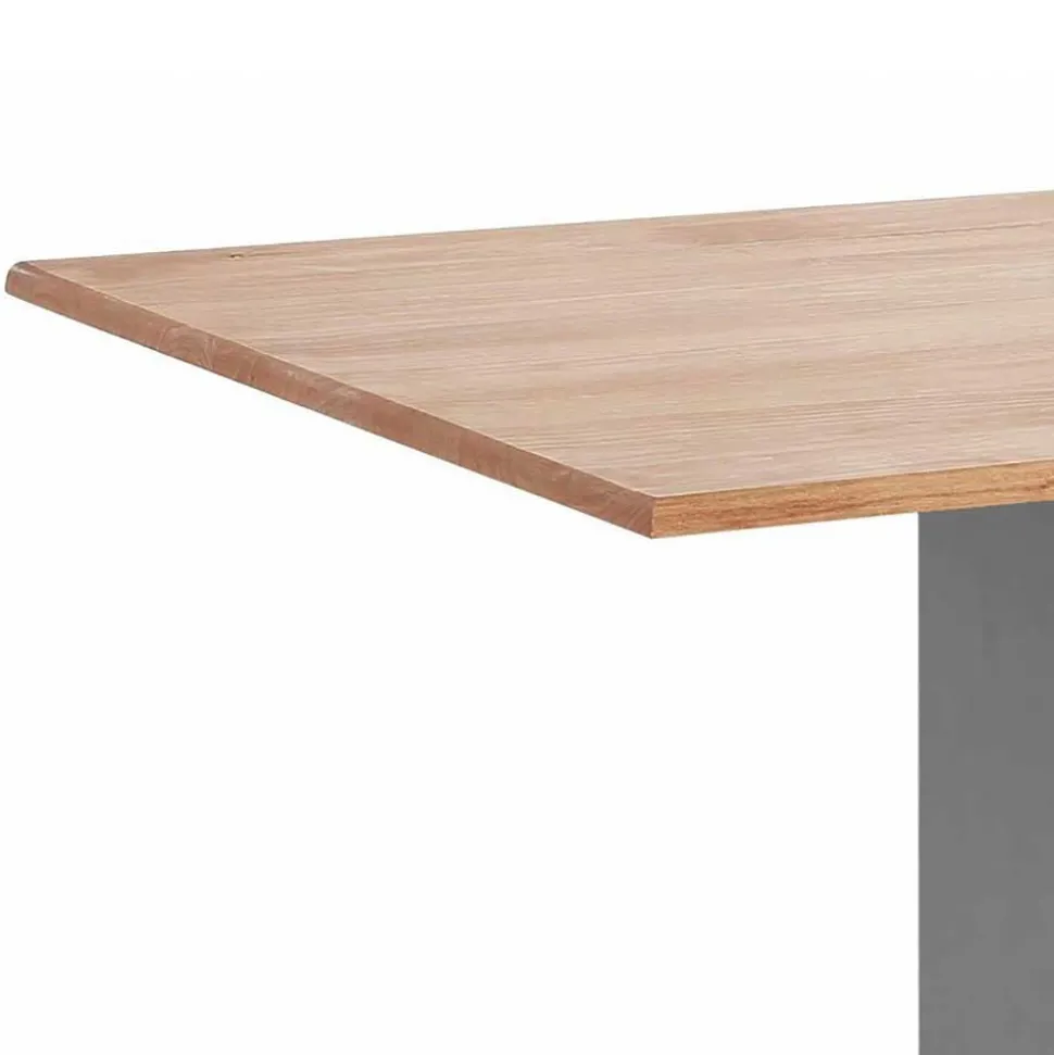 Säulen-Esstisch in Kieferfarben und Grau - Bernau