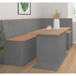 Säulen-Esstisch in Kieferfarben und Grau - Bernau