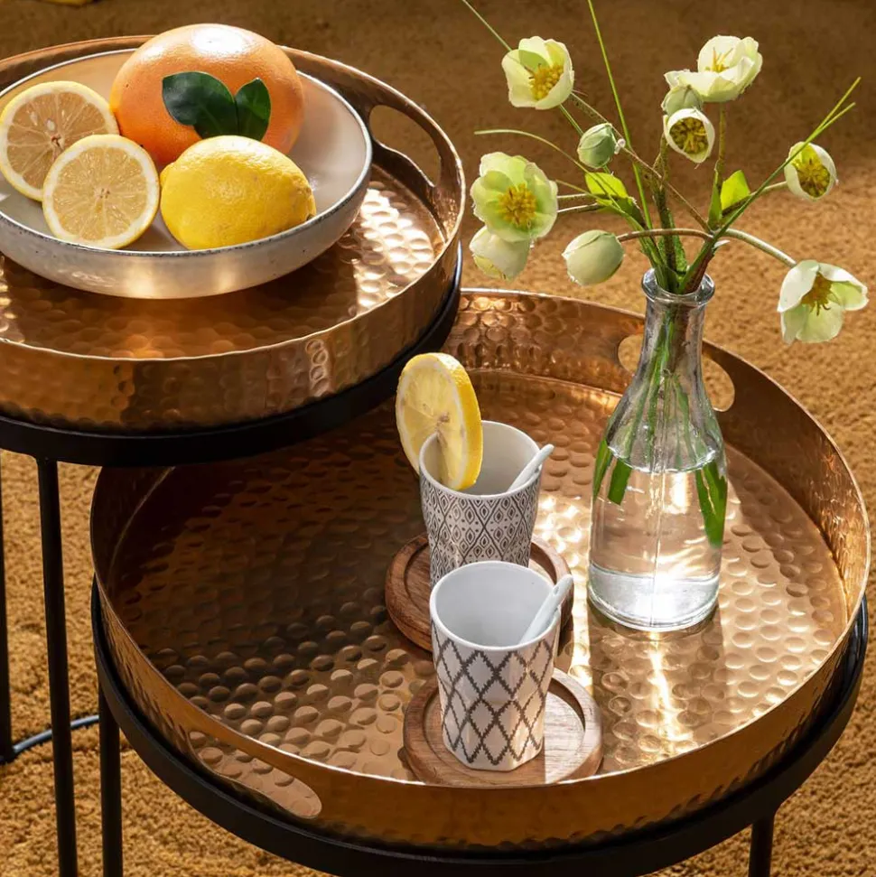 Tablett Beistelltische in Gold - Jucaras (zweiteilig)