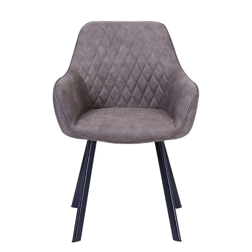 Taupe Esstischstuhl mit Armlehnen - Arvita (2er Set)