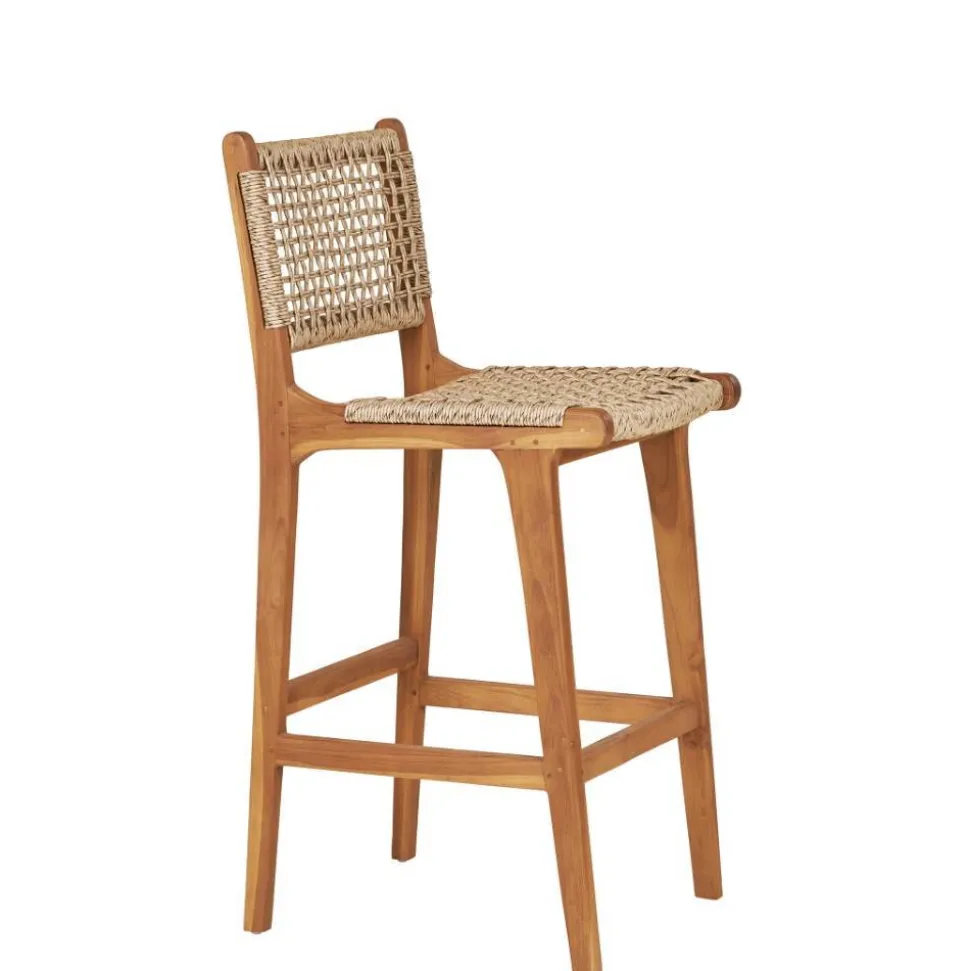 Teak Barstühle mit Kordelgeflecht - Merlan