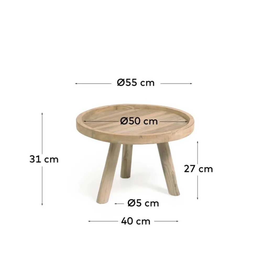 Teak Couchtisch mit Drei-Bein-Gestell - Marcel