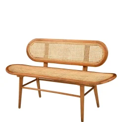 Teak Wohnraum Bank mit Wiener Geflecht - Feliana