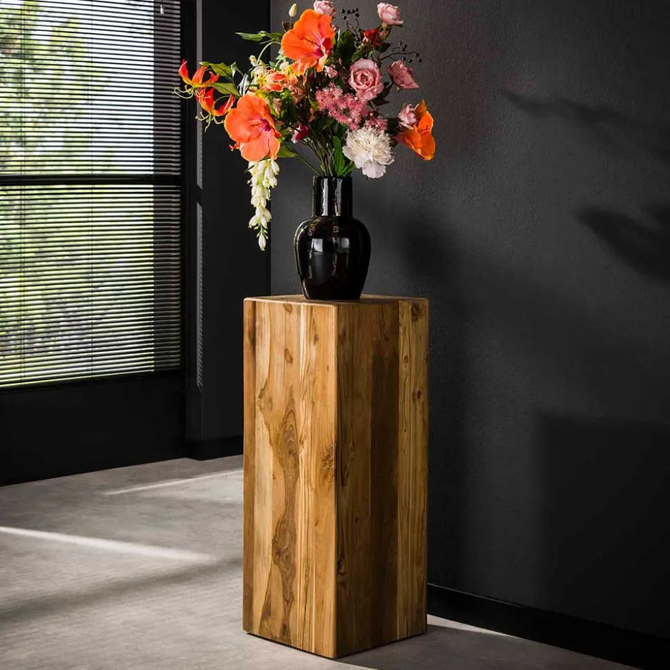 Teakholz Blumensäule modern-rechteckig - Diskus