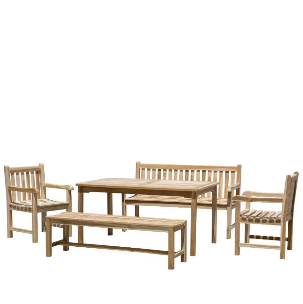 Teakholz Gartentisch-Gruppe massiv - Crajeva (fünfteilig)