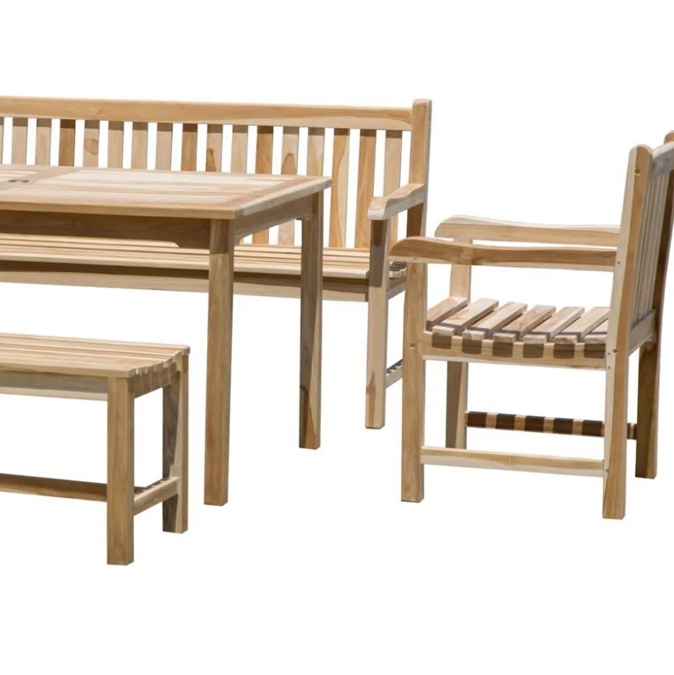 Teakholz Gartentisch-Gruppe massiv - Crajeva (fünfteilig)