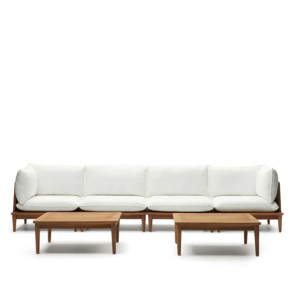 Teakholz Lounge modular & 2 Couchtische - Palm (sechsteilig)