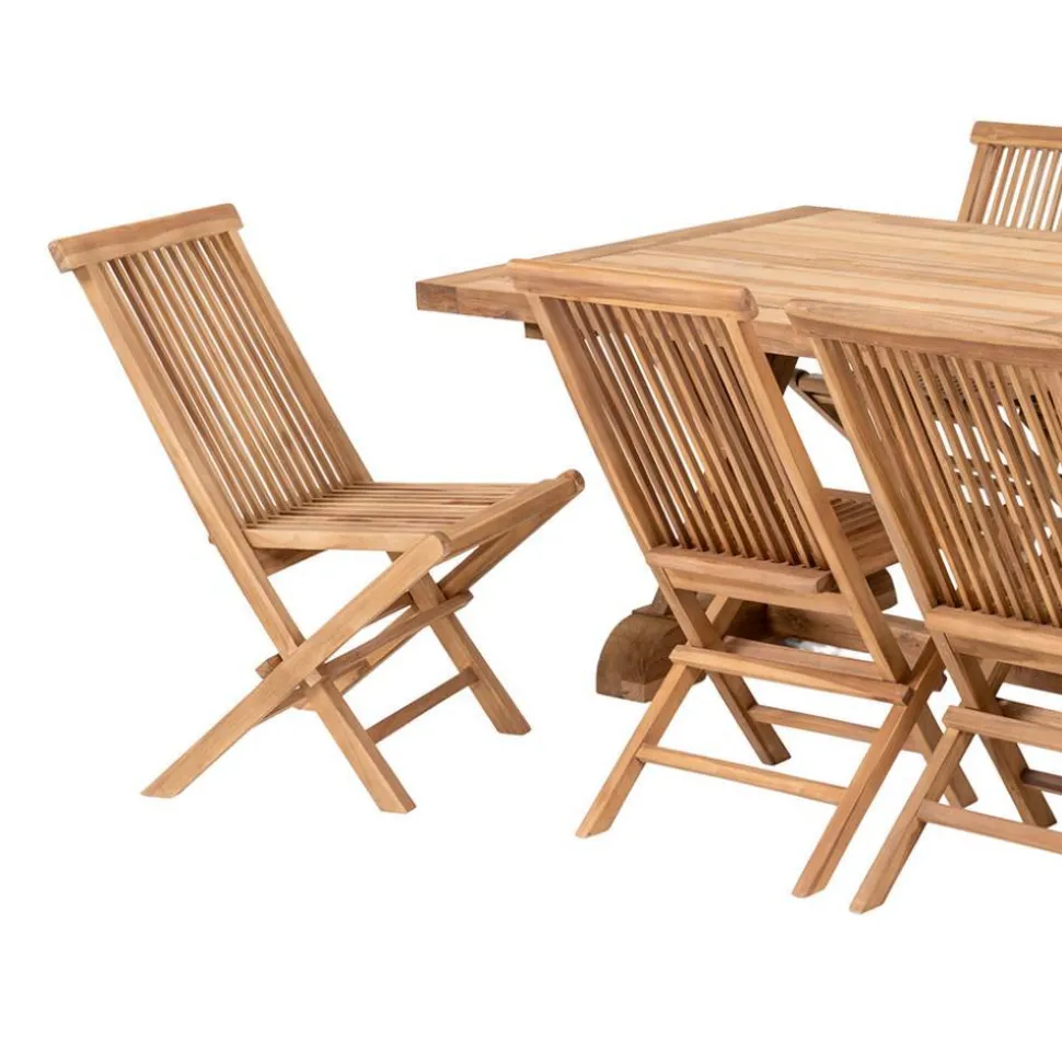 Teakholz Tischgruppe mit acht Stühlen - Kaena (neunteilig)