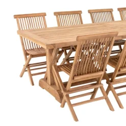 Teakholz Tischgruppe mit acht Stühlen - Kaena (neunteilig)