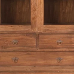 Teakholz Vitrinenschrank Mangato im Landhausstil