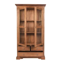 Teakholz Vitrinenschrank Mangato im Landhausstil