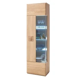 Teilmassive Standvitrine in Eiche Bianco Pontros optional mit LED