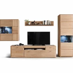 Teilmassive TV Anbauwand in Eiche - Vernella (vierteilig)