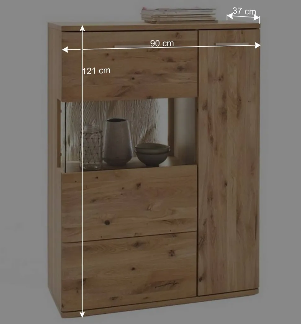 Teilmassive Wohnkombination in Eiche - Crokas (vierteilig)