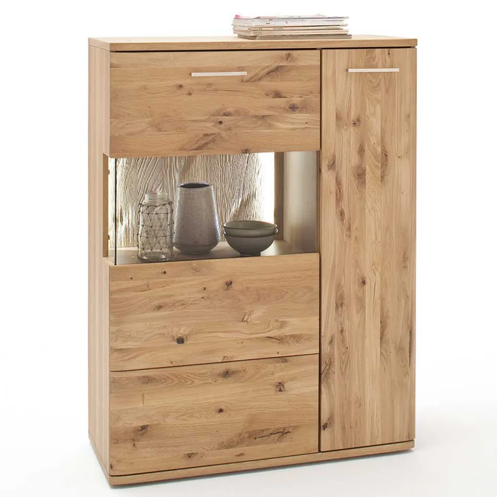 Teilmassive Wohnkombination in Eiche - Crokas (vierteilig)