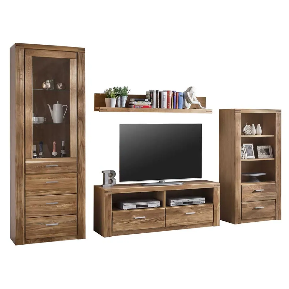 Teilmassive Wohnzimmermöbel aus Wildeiche - Maila (vierteilig)