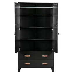 Teilmassiver 94x180x40 Kiefernholz Kleiderschrank in Schwarz - Ilvessino