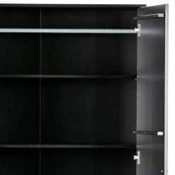 Teilmassiver 94x180x40 Kiefernholz Kleiderschrank in Schwarz - Ilvessino