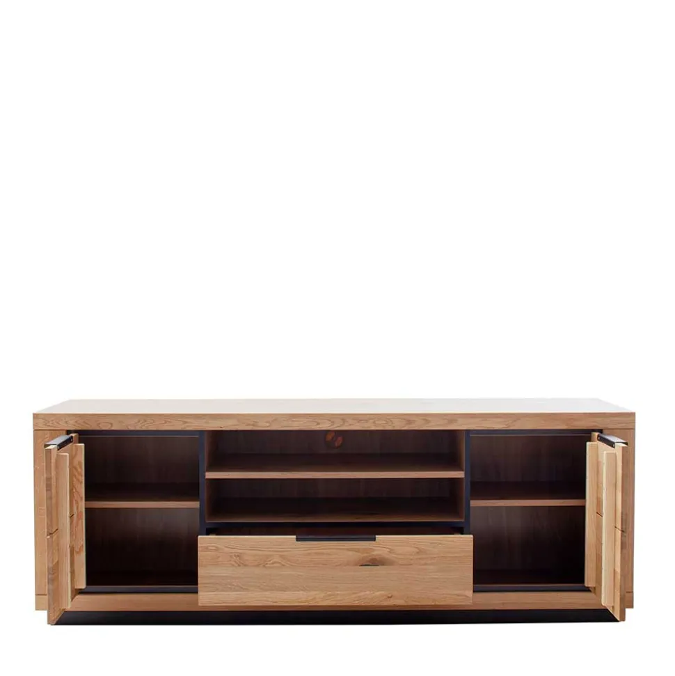 Teilmassives TV Board in Wildeiche und Schwarz - Vlacoma