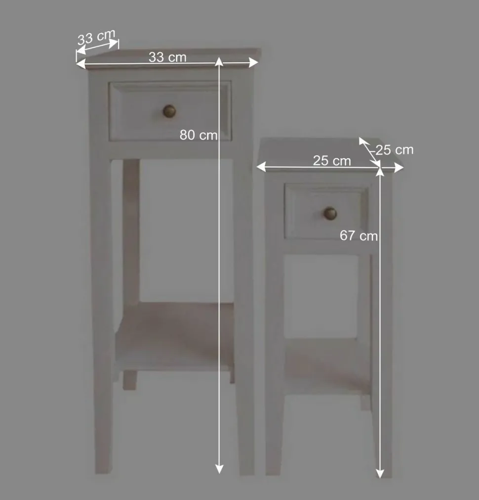 Telefontisch Set Liacora in Weiß (zweiteilig)