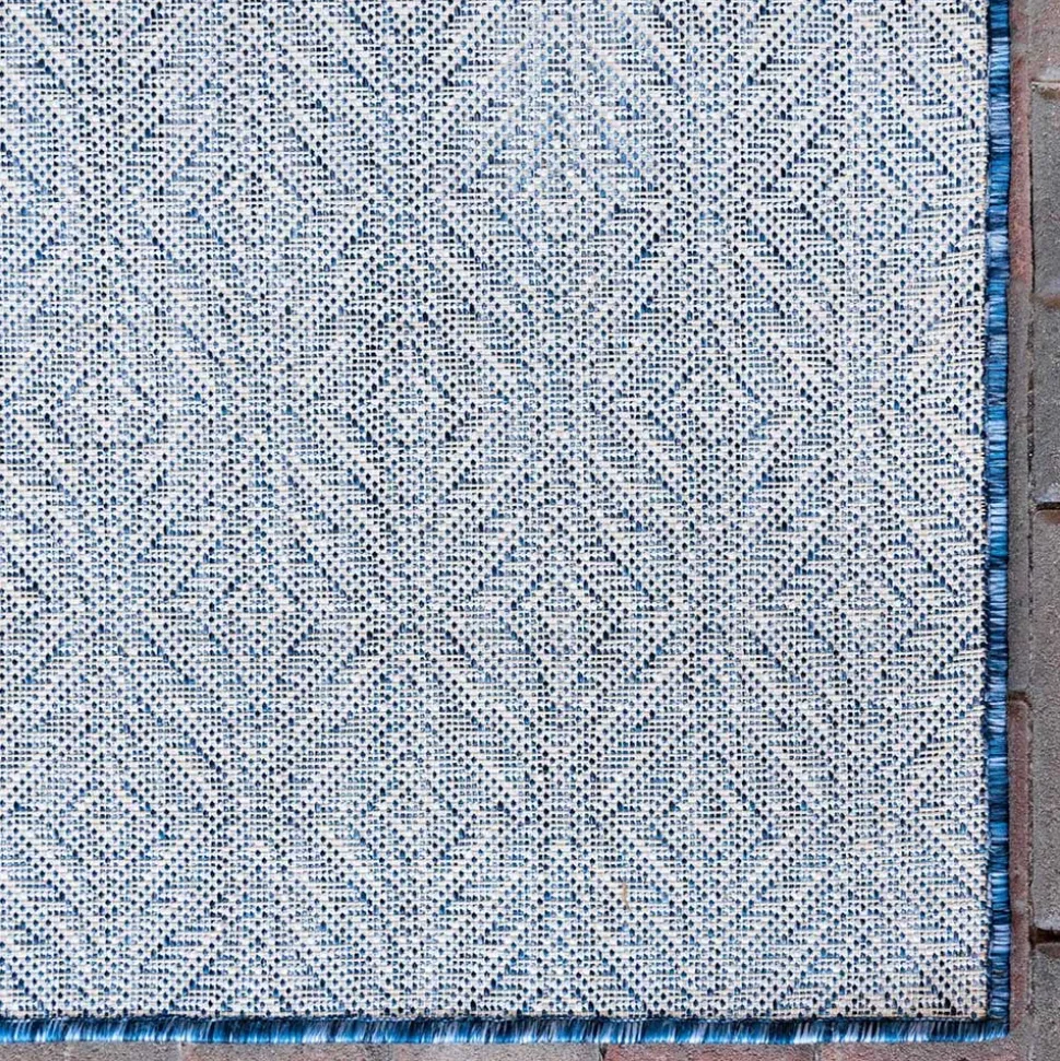 Teppich für Draußen in Dunkelblau und Creme - Argyrio