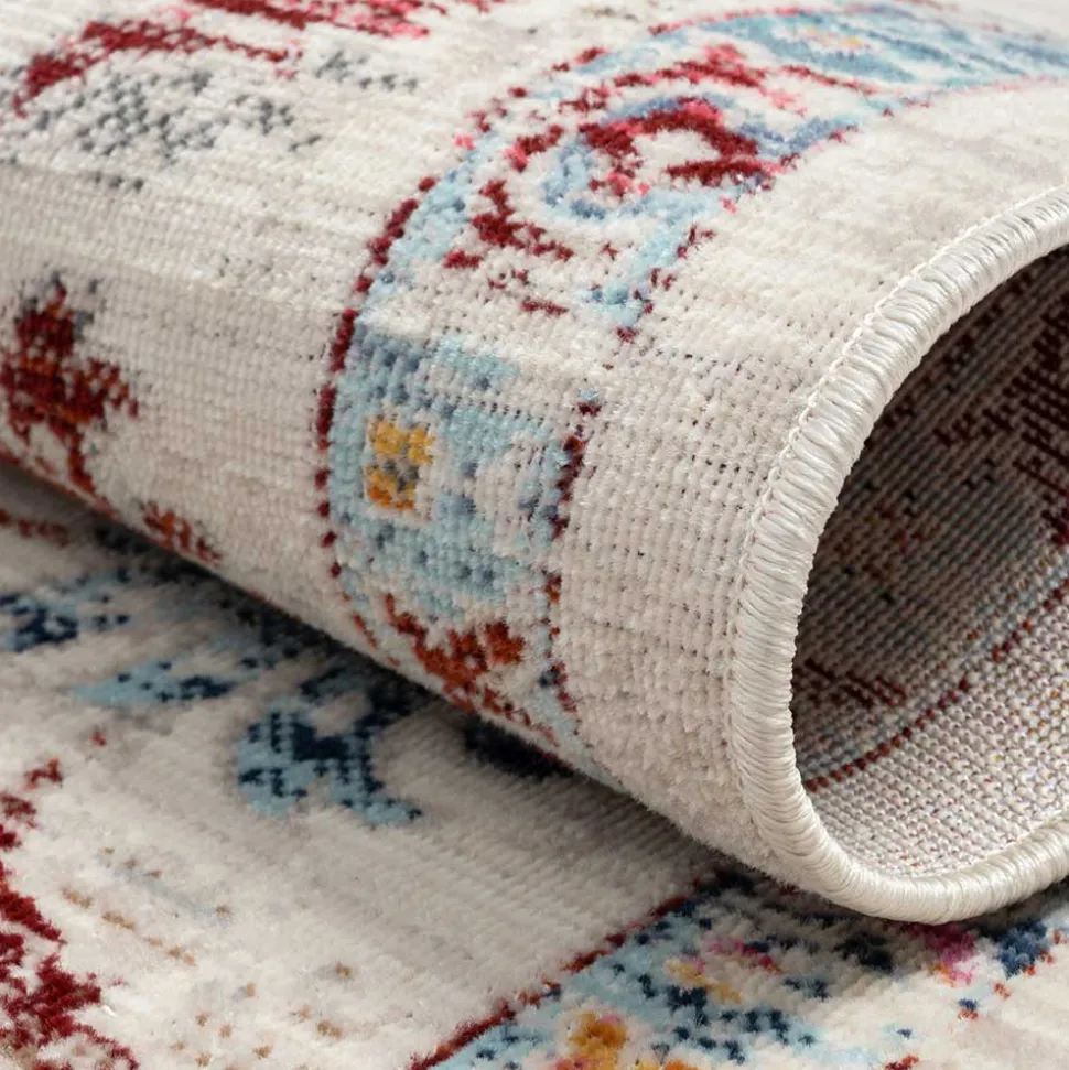 Teppich in Creme mit buntem Floral-Muster - Genyna