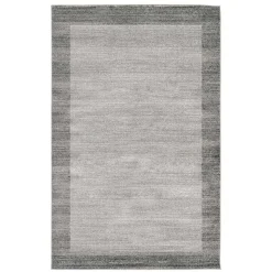 Teppich in Hellgrau mit dunkelgrauem Rand - Armina