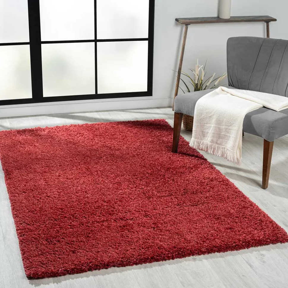 Teppich Läufer in Dunkelrot Hochflor - Carina