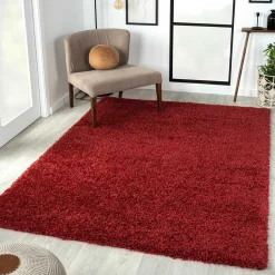 Teppich Läufer in Dunkelrot Hochflor - Carina