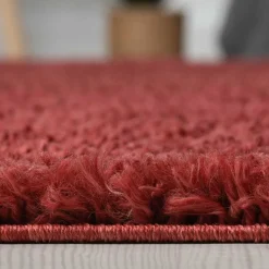 Teppich Läufer in Dunkelrot Hochflor - Carina