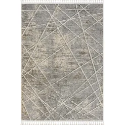 Teppich mit Fransen in Beige & Grau - Fulivia