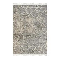 Teppich mit Fransen in Beige & Grau - Fulivia