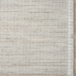 Teppich mit Fransen in Weiß und Hellgrau - Vergil