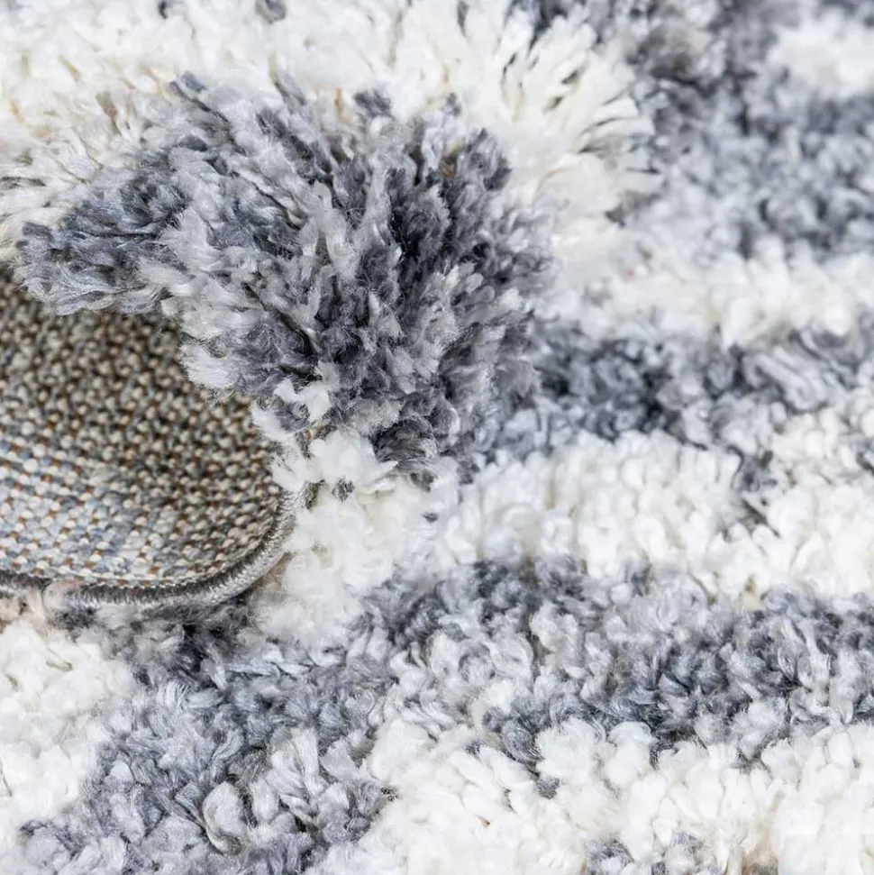 Teppich mit handgeflochtenen Fransen in Creme und Grau - Juwan