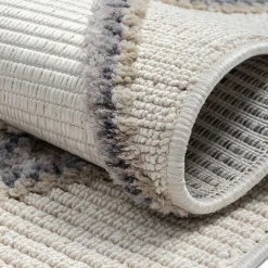 Teppich mit Rauten Muster in Beige und Weiß - Nikolan