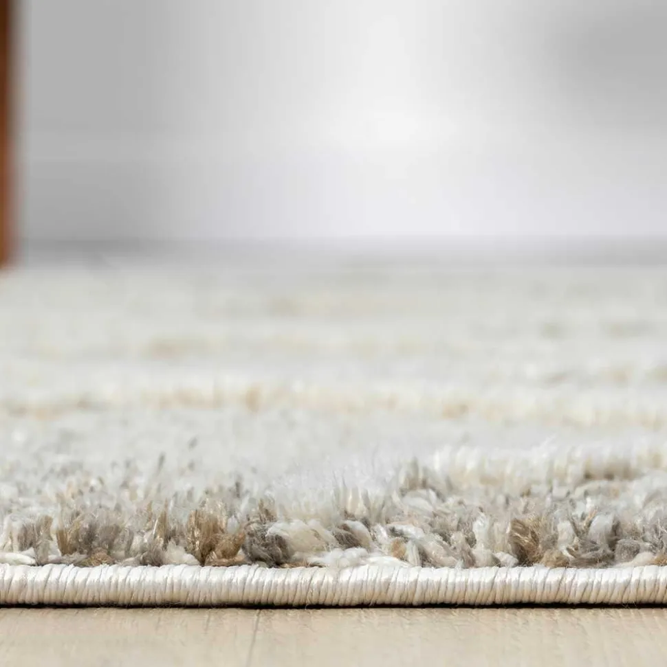 Teppich mit Rautenmuster in Weiß & Hellgrau - Freshna