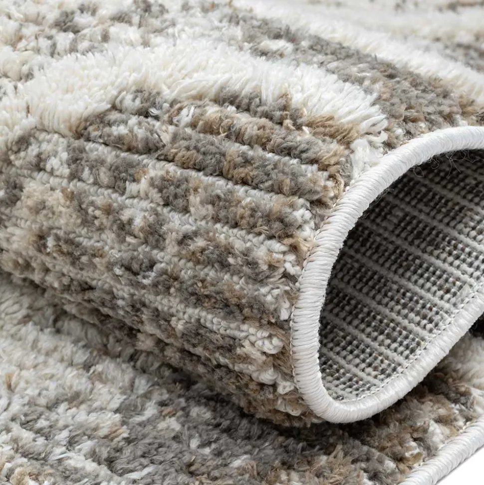 Teppich mit Rautenmuster in Weiß & Hellgrau - Freshna