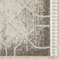 Teppich mit Rautenmuster in Weiß & Hellgrau - Freshna