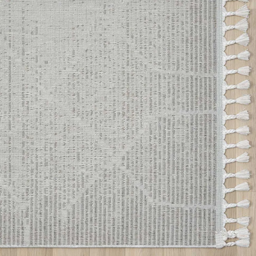 Teppich mit Rautenmuster in Weiß & Hellgrau - Freshna