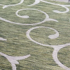 Terrassen Teppich in Oliv Grün und Cremeweiß - Duran