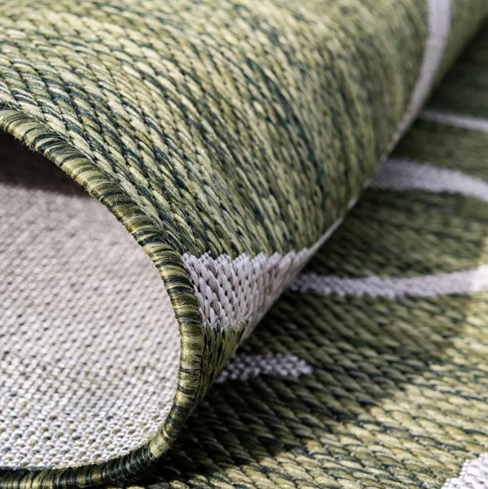 Terrassen Teppich in Oliv Grün und Cremeweiß - Duran