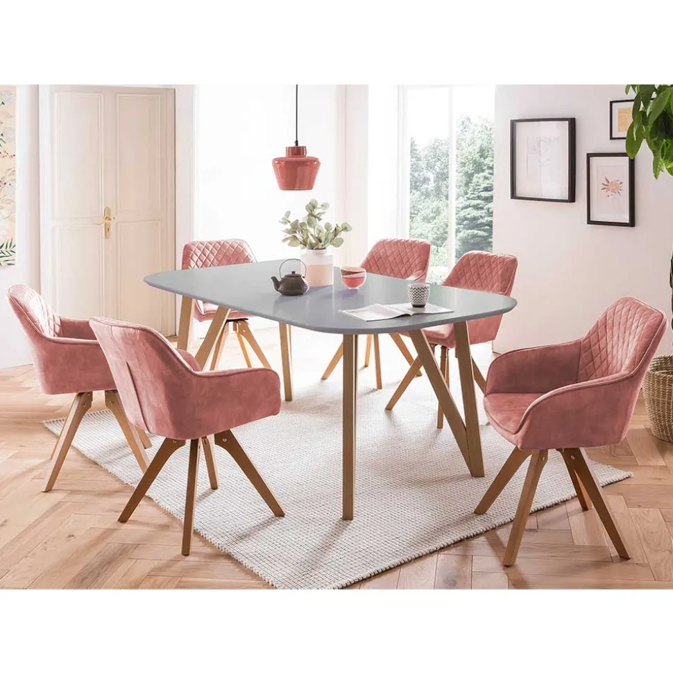 Tisch & Samt Tischsessel - Matiano (siebenteilig)