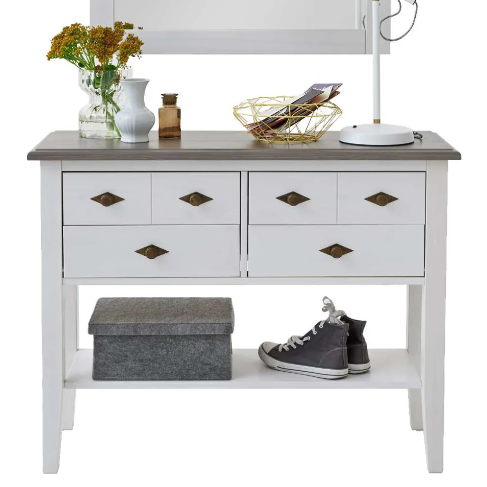 Tisch Kommode Mirandesca in Weiß Grau